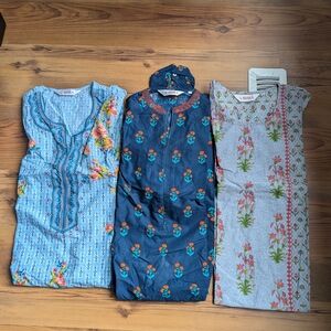 Floral Kids Shirt Set - Blue, Navy, Gray